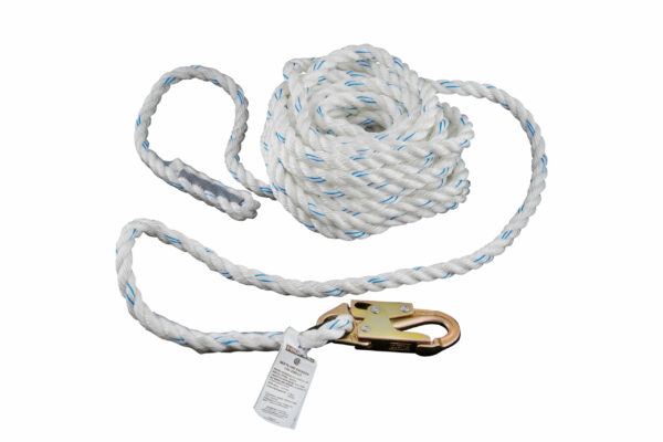 Ligne de vie en corde avec crochet standard, 15.2 m (50 pi)